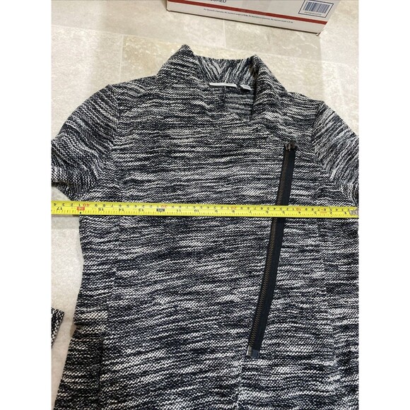 NEW $89 Halogen Womens XS  Zip Up jacket Black Ivory Tweed Asymmetrical - Picture 8 of 11